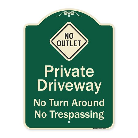 Designer Series-No Turn Around Or Trespassing With No Outlet Symbol, 24 H, G-1824-9945